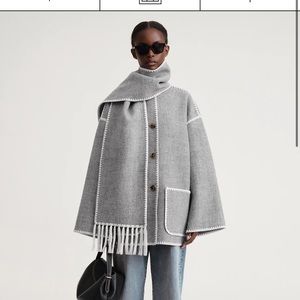 Toteme embroidered scarf goat in grey